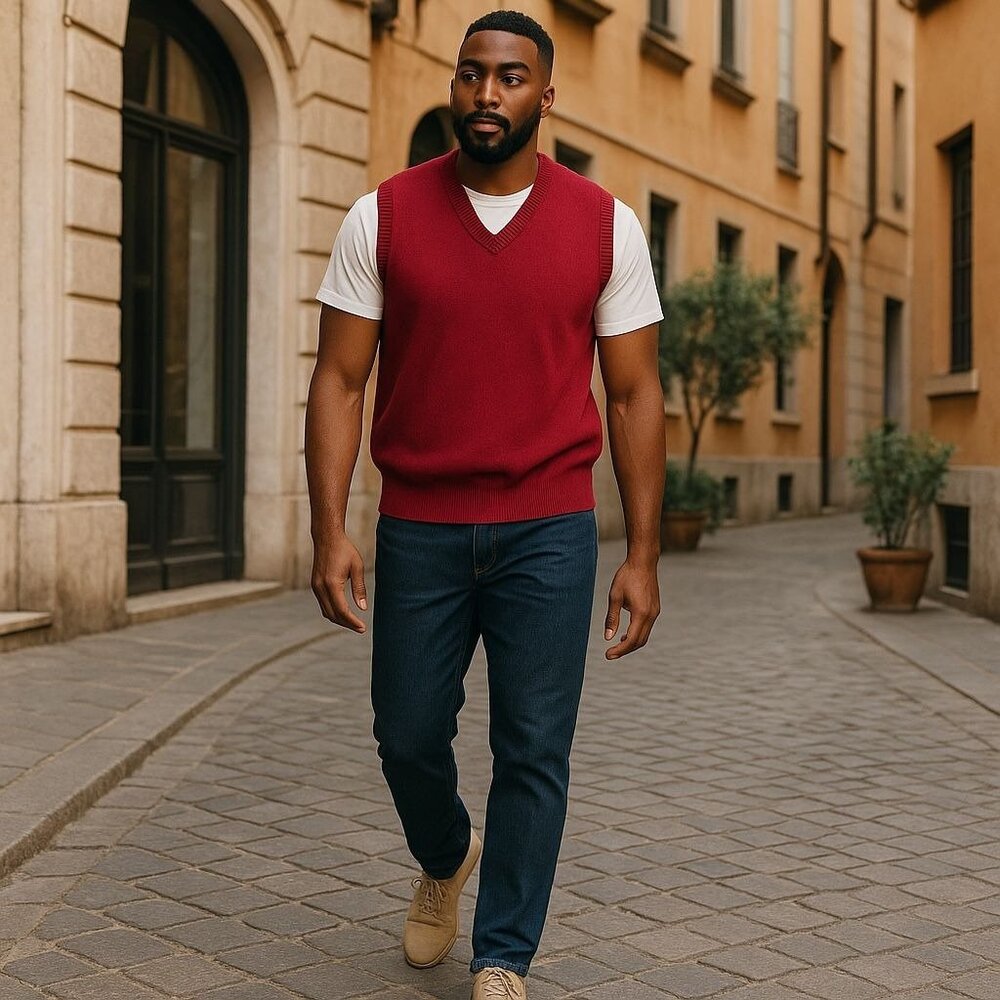 Cypress Links Mens L Golf Sweater Vest Burgundy 100% Cotton Pullover USA Classic